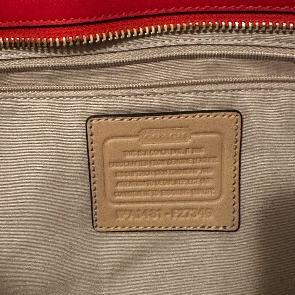 Coach Peyton Leather Zip Top Tote – Persimmon Red (New with Tags) - Picture 5 of 10